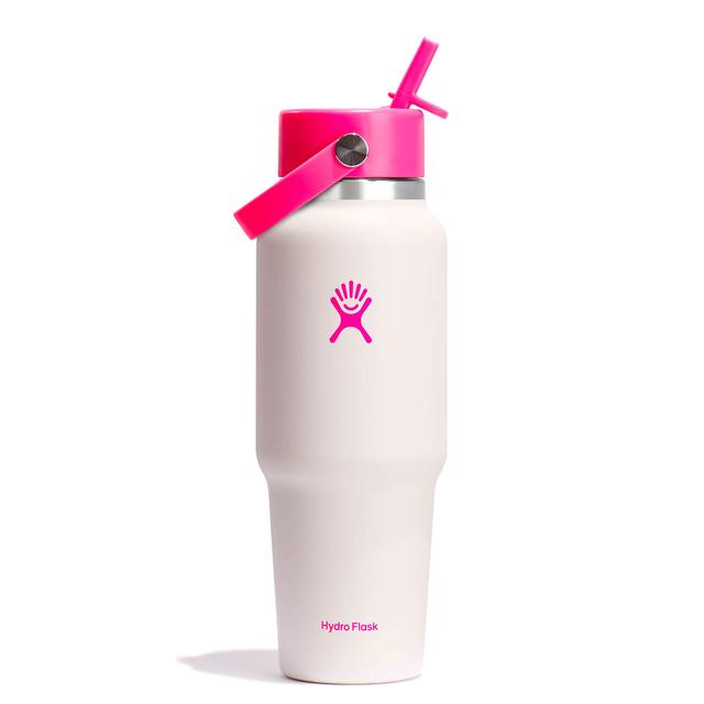 Hydro Flask - 32 oz Wide Mouth Travel Bottle with Flex Straw Cap - Neon Pink