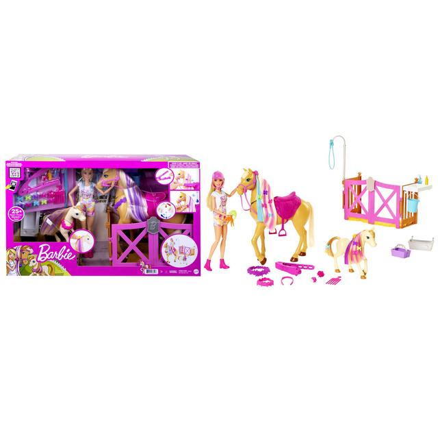 Mattel - Barbie Groom 'N Care Doll, Horses And Playset
