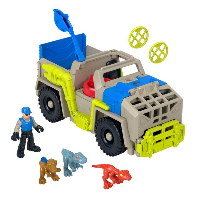 Mattel - Imaginext Jurassic World Track & Transport Dino Truck Vehicle & Figure Set, 8 Pieces