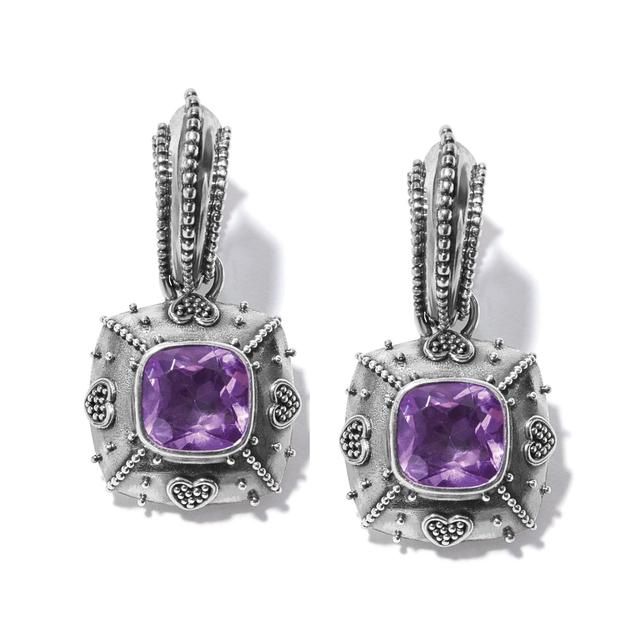 Brighton - Bali Java Amethyst Hinged Hoop Earrings in Durham NC