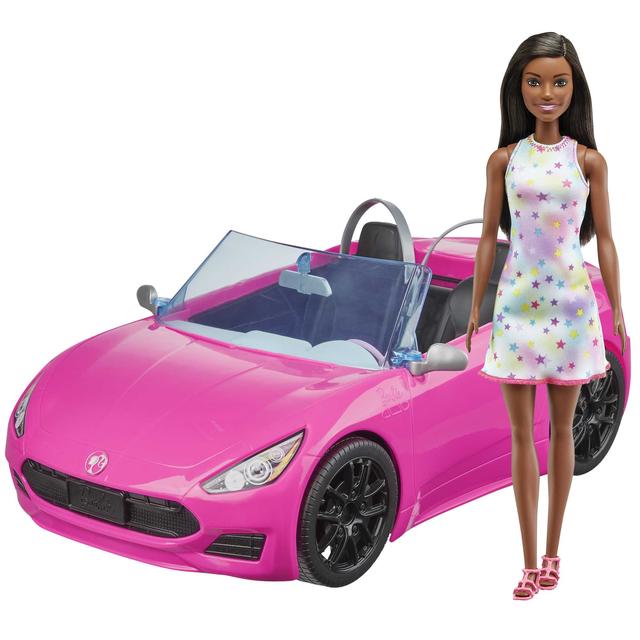 Mattel - Barbie Doll (11.5 In) And Convertible Car Assortment, 3 To 7 Year Olds