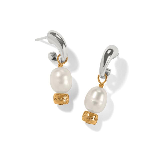 Brighton - Meridian Petite Pearl Two Tone Post Hoop Earrings