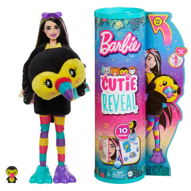 Mattel - Barbie Dolls And Accessories, Cutie Reveal Doll, Jungle Series Toucan