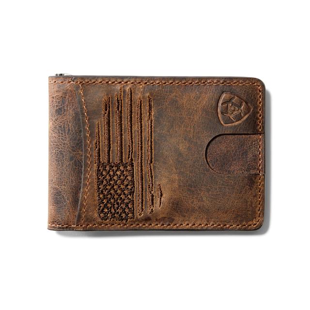 Ariat - Men's Bifold Slim Wallet Patriot Flag Embroidery