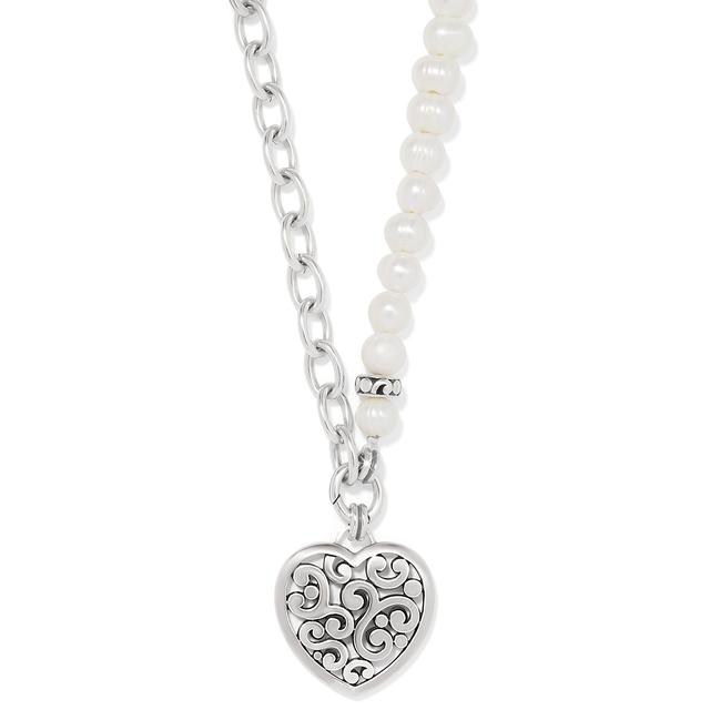 Brighton - Contempo Heart Pearl Charm Necklace in Oblong IL