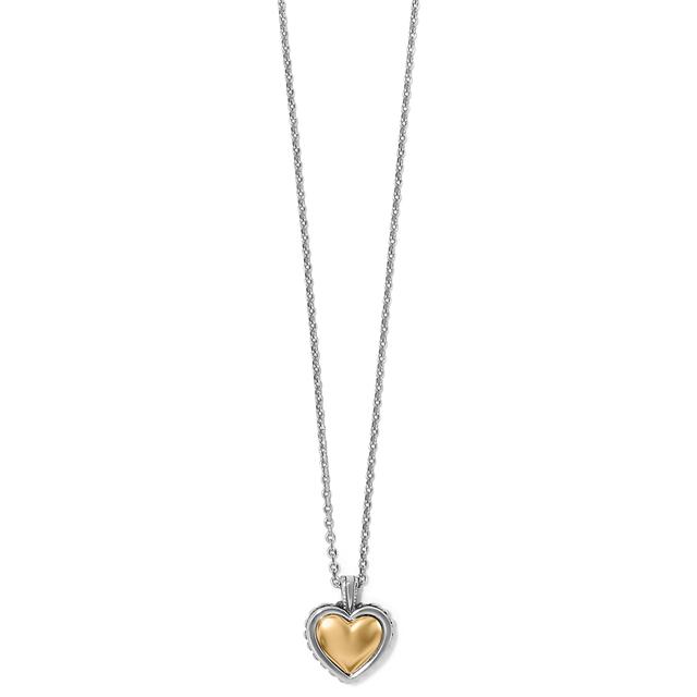 Brighton - Pretty Tough Bold Two Tone Heart Petite Necklace in Malvern-AR