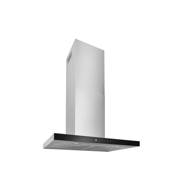 Broan-NuTone - 30-Inch Convertible Wall-Mount T-Style Chimney Range Hood, 450 MAX CFM, Stainless Steel with Black Glass BWT2304SSB in kelowna-bc