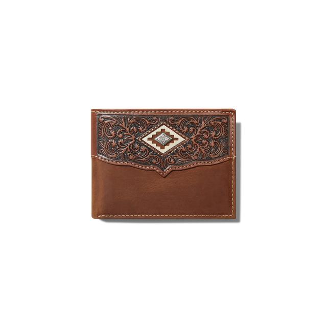 Ariat - Men's Diamond Emboss Brown Bifold Wallet in Durham NC