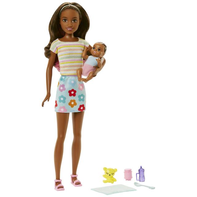 Mattel - Barbie Skipper Doll With Baby Figure And 5 Accessories, Babysitters Inc. Playset