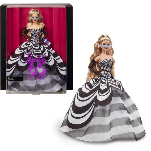 Mattel - Barbie Signature 65th Anniversary Collectible Doll With Blonde Hair And Black And White Gown