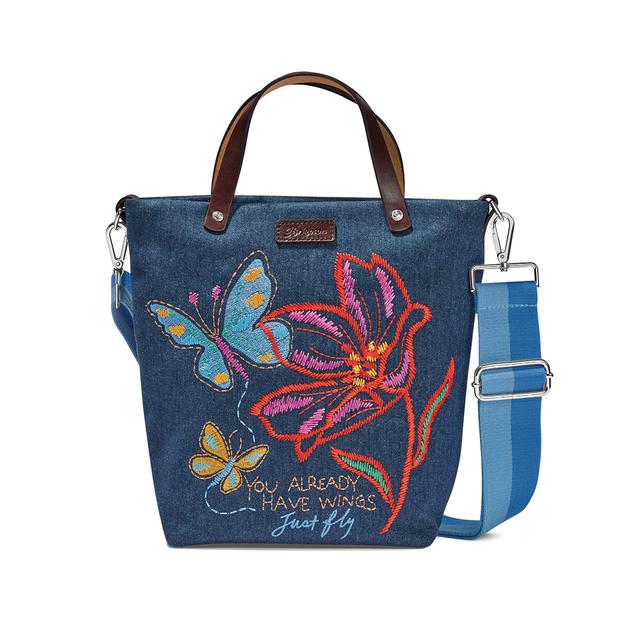 Brighton - Petalwings Embroidered Medium Messenger Bag