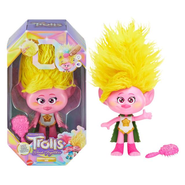 Mattel - Dreamworks Trolls Band Together Rainbow Hairtunes Viva Doll With Light & Sound, Toys Inspired By The Movie