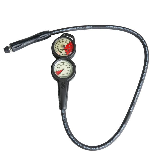 SCUBAPRO - 2-Gauge Dive Console, SP Metal Pressure Gauge, Pgbar Dgm