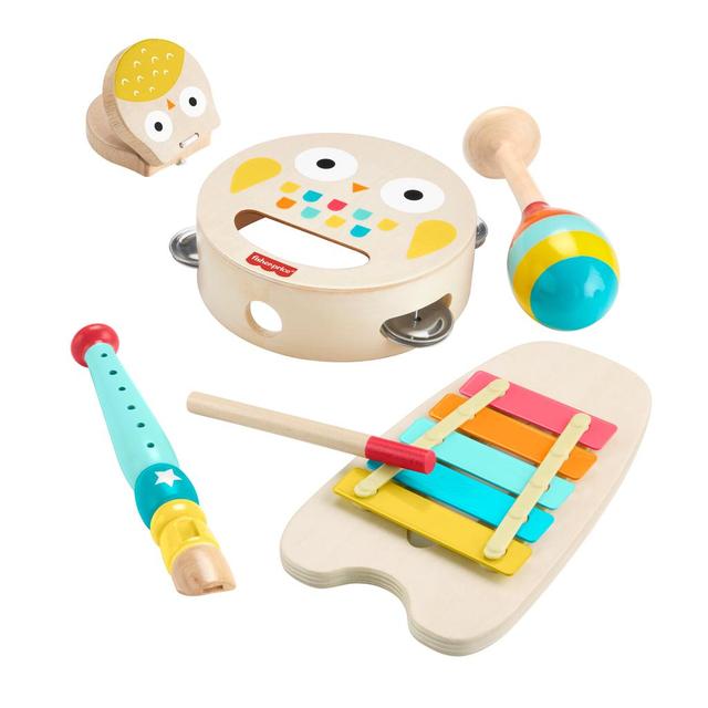 Mattel - Fisher-Price Wooden Musical Instruments Gift Set Toddler Creative Play, 6 Wood Pieces