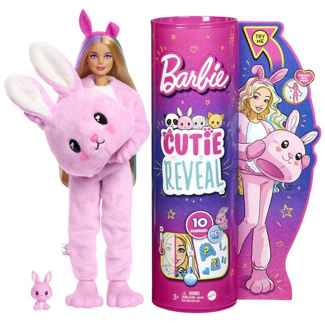 Mattel - Barbie Cutie Reveal Doll With Bunny Plush Costume & 10 Surprises