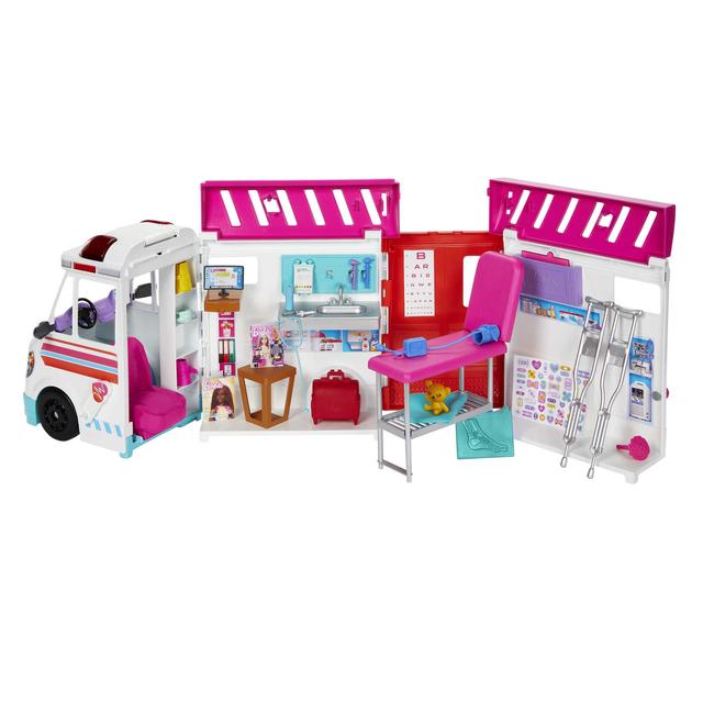 Mattel - Barbie Transforming Ambulance And Clinic Playset, 20+ Accessories, Care Clinic