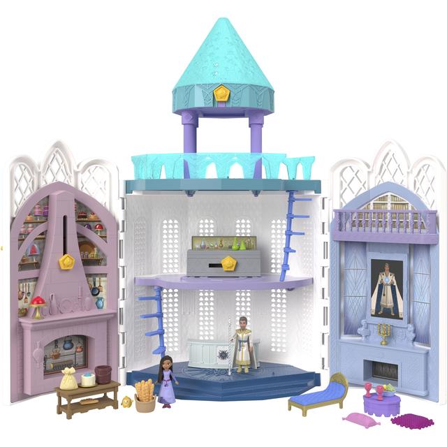 Mattel - Disney's Wish Rosas Castle Playset, Dollhouse With 2 Posable Mini Dolls, Star Figure & 20 Accessories