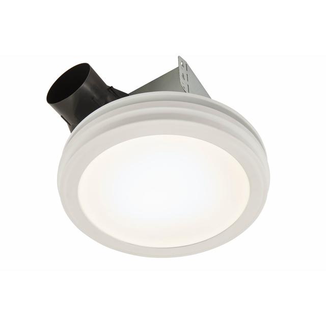 Broan-NuTone - 80 CFM Decorative Exhaust Fan with Round Flat Panel LED Light in White, ENERGY STAR in Ludlow-VT