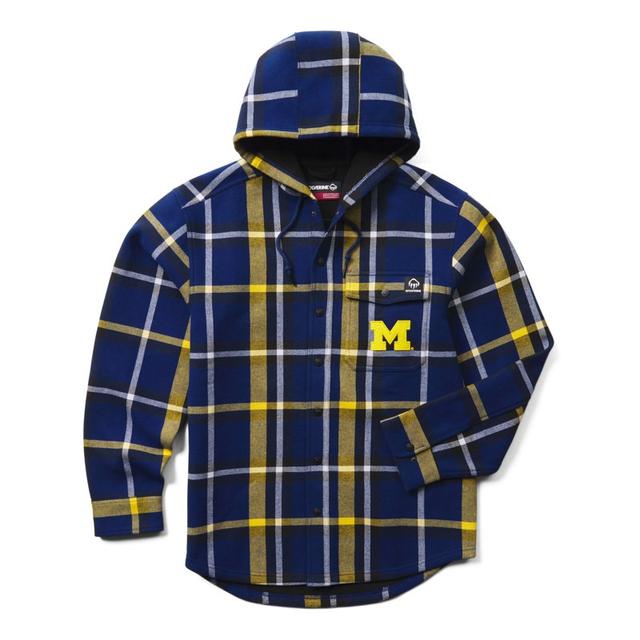 Wolverine - x University of Michigan Bucksaw Hooded Flannel Shirt-Jac (Big & Tall) Michigan Blue in Cincinnati OH