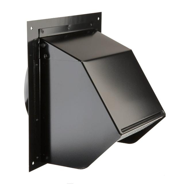 Broan-NuTone - Steel Wall Cap for 6" Round Duct with Backdraft Damper and Bird Screen, Black in Otis Orchards WA